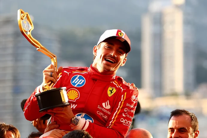 Charles Leclerc Winning Podium Photo